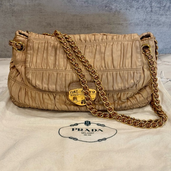 Prada Nappa Gaufre Shoulder Bag with Push-lock & Chain Strap - Picture 2 of 12